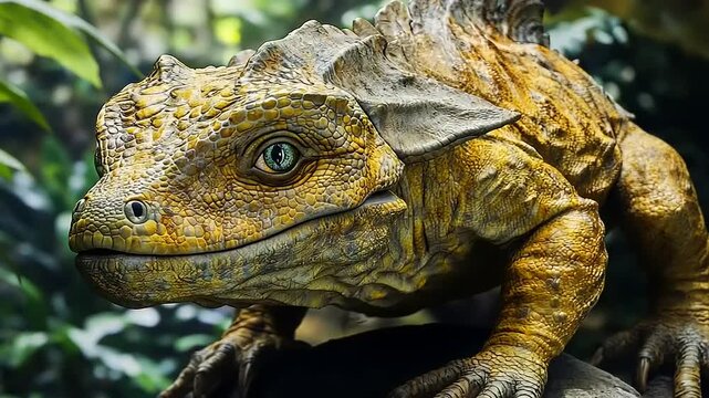 Detailed Portrait of a Thorny Dragon Resting Amongst Lush Foliage Serene reptile video