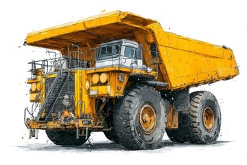 Heavy Duty Mining Truck Yellow Construction Vehicle with Large Wheels and Cargo Bed for Indust