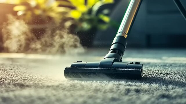 Efficient carpet cleaning process using modern steam vacuum cleaner technology