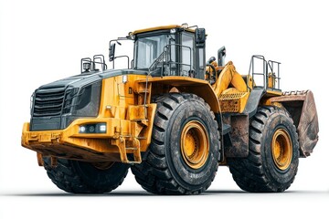 Naklejka premium Heavy Duty Construction Vehicle with Large Wheels and Loader Attachment