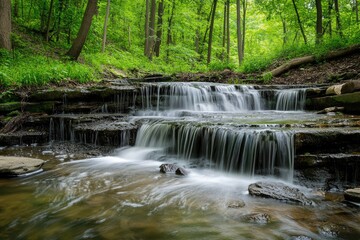 Cascading waterfall in lush forest (13)