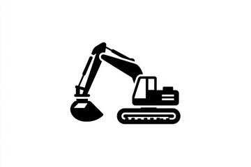 Construction Equipment Silhouette Excavator Icon for Design and Industry Use