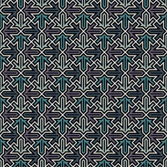 Seamless ethnic ornament. Tribal wallpaper. Arrows image. Folk pattern. Geometric backdrop. Mosaics motif. Grid background. Digital paper. Textile print. Ethnical web design. Abstract vector artwork