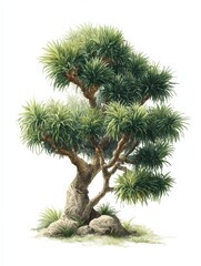 A top-down view of the striking Dragon's Blood Tree, showcasing its unique shape and vibrant colors.