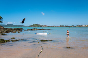 Geribá Beach in Búzios, a sophisticated Brazilian resort, known as an upscale vacation destination with numerous beaches, calm bays with water sports. RJ, Brazil, 2021
