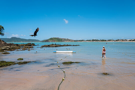 Gerib&aacute; Beach in B&uacute;zios, a sophisticated Brazilian resort, known as an upscale vacation destination with numerous beaches, calm bays with water sports. RJ, Brazil, 2021