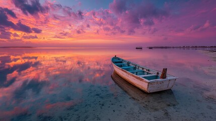 Obraz premium Stunning shot of Shoab Beach at horizon level featuring colorful skies and vibrant hues.