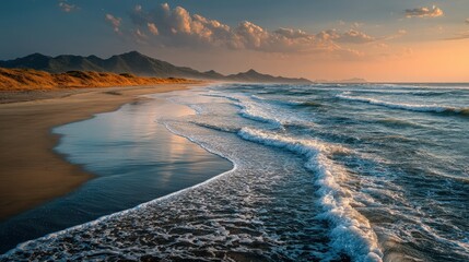 A vibrant composition of Shoab Beach shoreline featuring dynamic leading lines and curves.