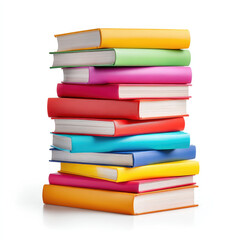 Colorful books stacked in isolated view