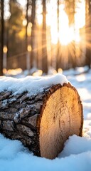 Sunbeams on a winter log