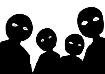 冷めた目で見下す人々　黒