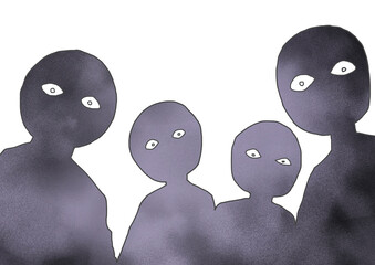 冷めた目で見下す人々　パープル