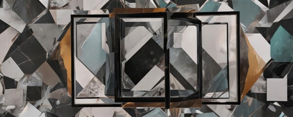 Abstract geometric photo collage, customizable image frames ,  photo,  triangle,  geometric