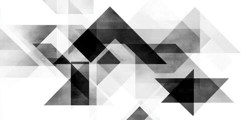 Abstract geometric black white triangle modern minimal background pattern with overlapping opacity textures for interior design concept.