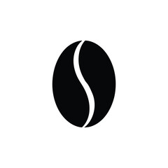 Simple black and white illustration of a coffee bean perfect for cafe branding and design