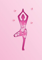 yoga-woman-flower-silhouette-pink-papercut