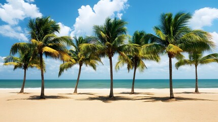 Obraz premium Stunning Tropical Beach Scene with Palm Trees