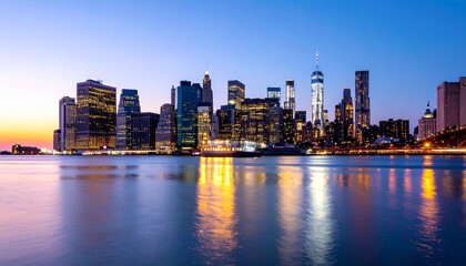 Skyline cityscape at dusk