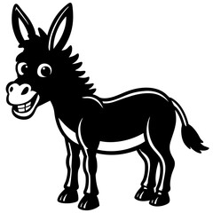 Fototapeta premium Playful Donkey Illustration: A cheerful, illustrated donkey stands proudly, exuding an innocent charm with its endearing features. Capturing joy and simplicity.