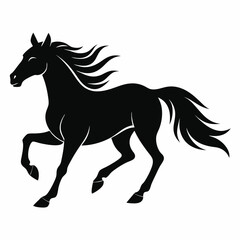 Obraz premium Majestic Silhouette of Horse: A sleek, black silhouette of a galloping horse, exuding power and grace, poised against a backdrop of pure potential, ready to capture imagination.