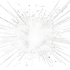 Abstract Transparent Background With Colorful Particles Exploding Outward From The Center Creating A Dynamic And Energetic Visual
