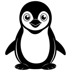 Obraz premium Penguin's Charm: A charming penguin illustrated with clean lines and a simple design, embodying the spirit of Antarctic wildlife. 