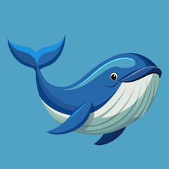 Obraz premium Majestic Blue Whale in the Deep Ocean: A captivating illustration of a serene, colossal blue whale gracefully swimming through the ocean's depths. Emphasizing the beauty and majesty of marine life.