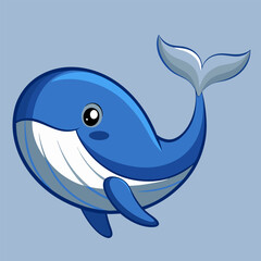Fototapeta premium Whimsical Whale: A cheerful whale illustration, perfect for various creative projects. Capturing its friendly, aquatic charm.