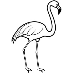 Obraz premium Elegant Flamingo Silhouette: A minimalist, vector-style illustration of a flamingo standing tall, emphasizing its graceful form and iconic posture, perfect for creative projects.