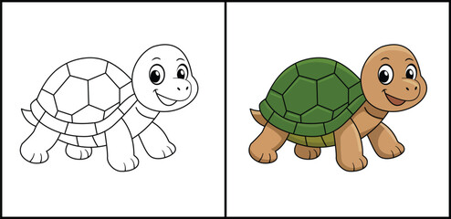Cute Sea Turtle Cartoon Coloring Page For Kids