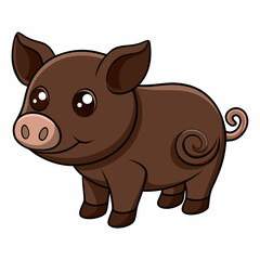 Fototapeta premium Happy Piglet's Joy: An adorable piglet with a charming expression is brought to life in this heartwarming illustration. Evoking pure innocence and joy.