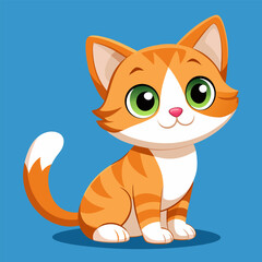 Obraz premium Playful Kitten: A charming, illustrated kitten sits with an adorable face. capturing the essence of sweetness and playful spirit, with vivid colors and expressive eyes.
