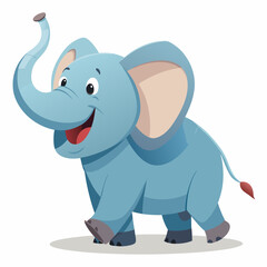 Fototapeta premium Happy Elephant Cartoon: A cheerful blue elephant cartoon with a raised trunk and a friendly smile, radiating joy and playfulness, perfect for adding a touch of fun.