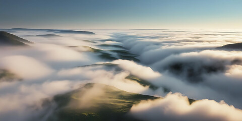 Obraz premium Serene Valley Wrapped in Wispy Clouds