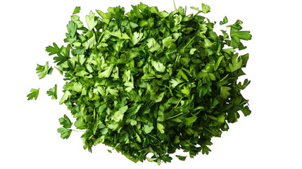 A Pile Of Fresh Chopped Parsley Leaves Isolated On A Transparent Background