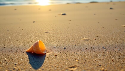 capture the essence of a relaxing summertime beach vacation with this stunning image of warm sunshine illuminating the tranquil shore, close up, top down perspective in minimalist style: a single