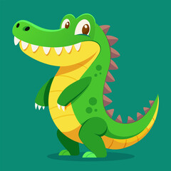 Fototapeta premium Playful Alligator: A vibrant illustration showcases a charming alligator with a big smile and friendly demeanor, ready to bring a touch of fun and wildlife charm.