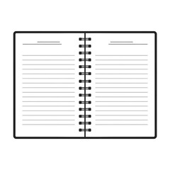 Open spiral bound notebook with lined pages ideal for note taking journaling sketching or planning projects offering a clean design and simple aesthetic perfect for education office or personal use.