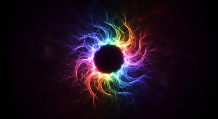 Fototapeta premium A Beautiful Rainbow Colored Energy Core Surrounded by Abstract Light Trails and Dark Backdrop