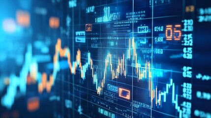 Digital Finance Illustration With Blue Background Showing 3d Business Icon Interaction Increasing Chart Investment Analysis Currency and Success Concept