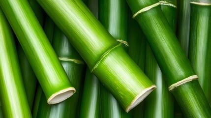 Fototapeta premium Close-up Green Bamboo Stalks Texture Background