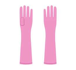 Long Gloves pink cartoon Fashion hand accessory clothing technical illustration garment. Vector front palm back view for Men, women style flat template CAD mockup sketch outline on white background