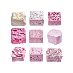 Nine Delicious Marshmallows in Various Colors and Textures