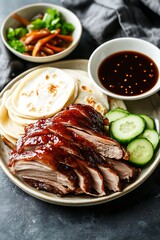 Classic Peking Duck with Crispy Skin and Pancakes