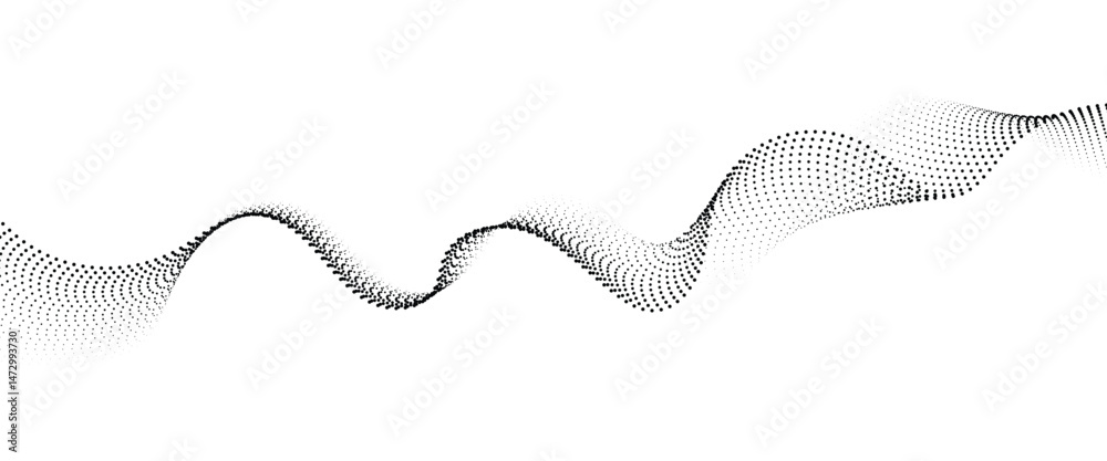 Fototapete flowing dot wave halftone gradient pattern on transparent background