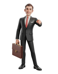 3D Cartoon Businessman: Confident and Ready for Action