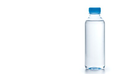 Naklejka premium A studio shot featuring a clean water bottle, showcasing a refreshing drink on a white backdrop.