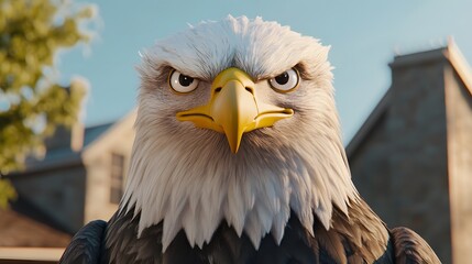 Fototapeta premium Angry Bald Eagle Closeup Portrait Bird Wildlife