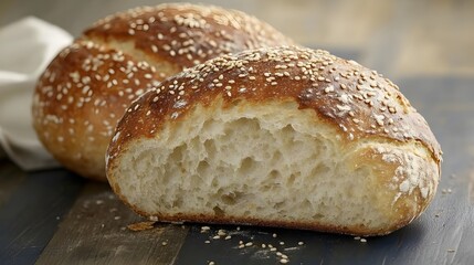 Artisan Sesame Seed Bread Loaf, Crusty Baked Bread