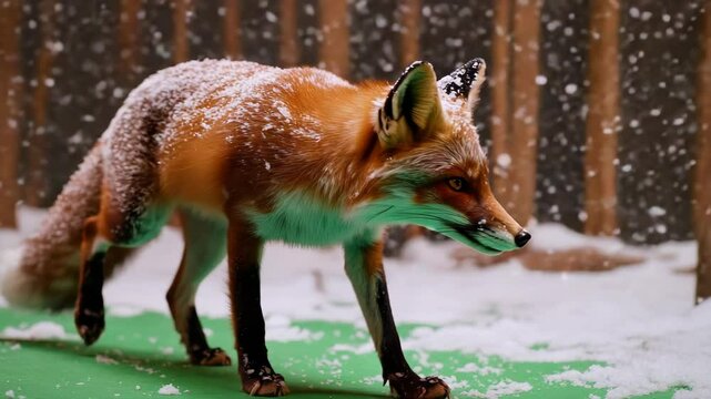 Winter Fox, Graceful Red Fox in Snowy Ambience Close-Up Footage